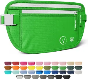 Vantamo Hidden Money Belt For Extra Safety, RFID Ultra-Thin Fanny Pack, 2 Compartment Money Bag Fits Passport & Phone