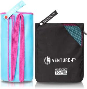 VENTURE 4TH Quick Dry Travel Towel - Fast Drying Ultra Soft Microfiber Towels - Essential for Camping, Backpacking, Yoga, Swimming, Gym, Sports and Beach - 3 Compact Sizes