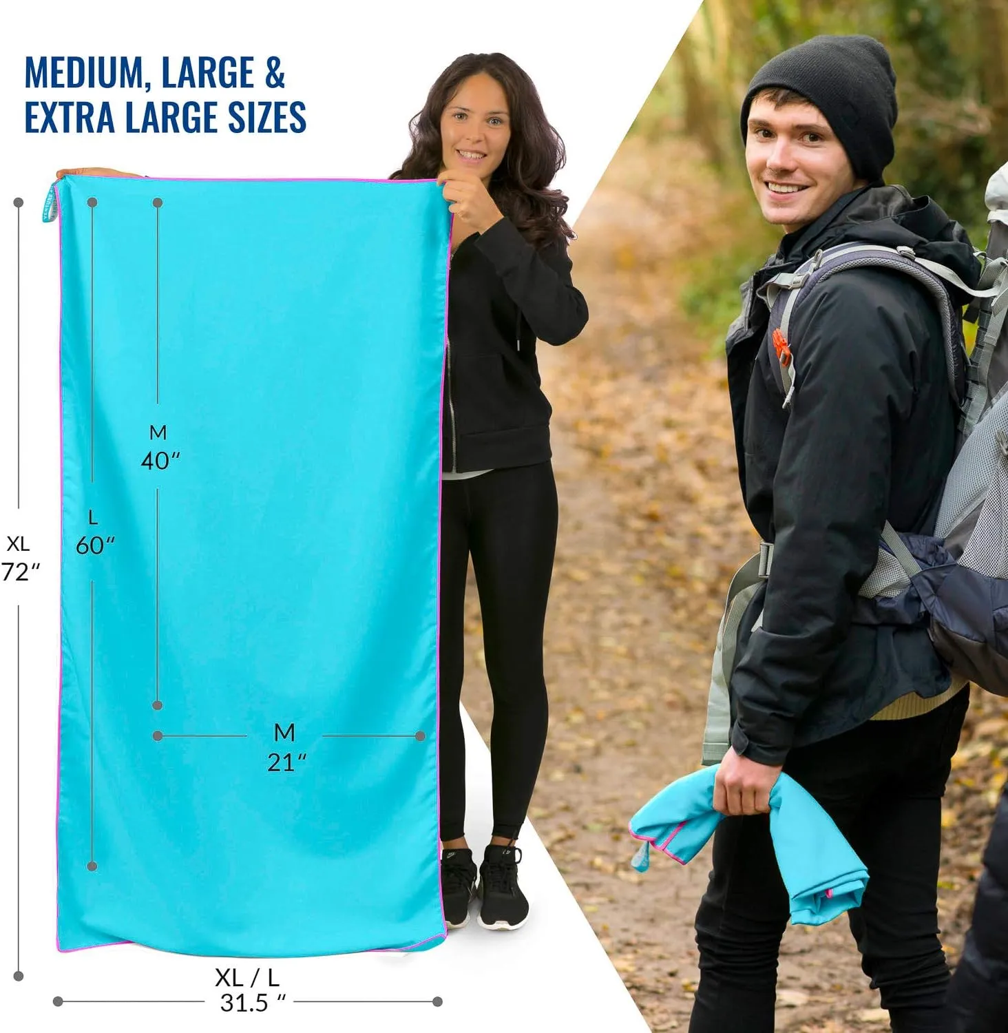 VENTURE 4TH Quick Dry Travel Towel - Fast Drying Ultra Soft Microfiber Towels - Essential for Camping, Backpacking, Yoga, Swimming, Gym, Sports and Beach - 3 Compact Sizes