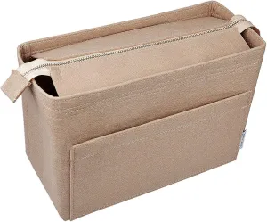 Vercord Felt Zipper Handbag Tote Purse Duffel Backpack Organizer Insert Beige Large