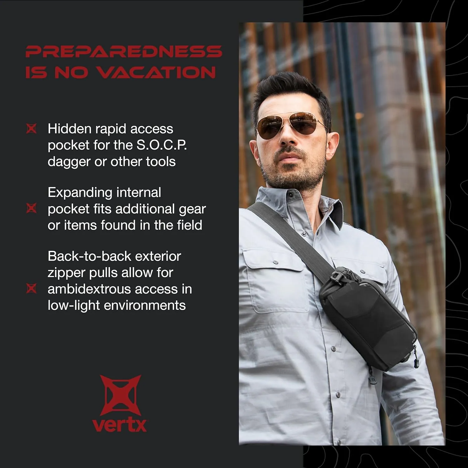 Vertx SOCP Sling Tactical Fanny Pack Waist Utility Hip Pouch Belt Bag with Adjustable Strap, Tactical Work Gear