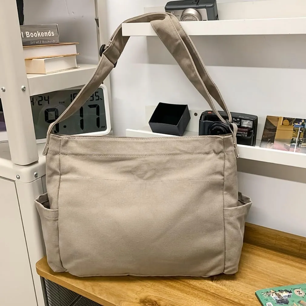 Vintage Canvas Messenger Bag for Women & Men School Large Laptop Bag with Multiple Pockets Shoulder Tote Bag
