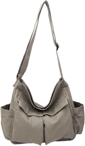 Vintage Canvas Messenger Bag for Women & Men School Large Laptop Bag with Multiple Pockets Shoulder Tote Bag