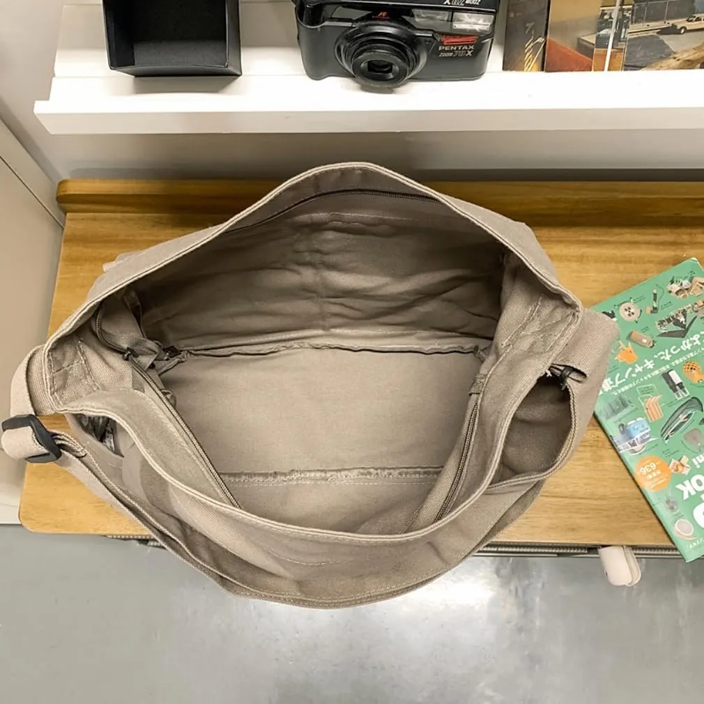 Vintage Canvas Messenger Bag for Women & Men School Large Laptop Bag with Multiple Pockets Shoulder Tote Bag