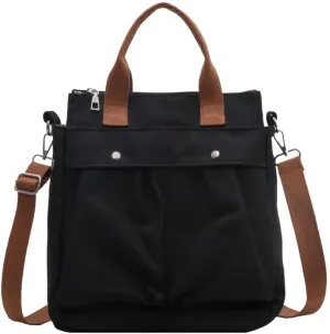Vintage Canvas Messenger Bag for Women Travel Satchel Shoulder Bag Emo Acubi Laptop Bag Cyber Punk Purse (Black)