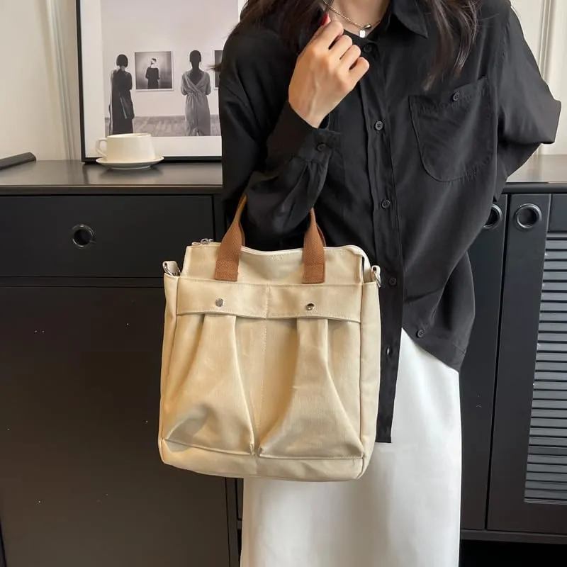 Vintage Canvas Messenger Bag for Women Travel Satchel Shoulder Bag Emo Acubi Laptop Bag Cyber Punk Purse (Black)