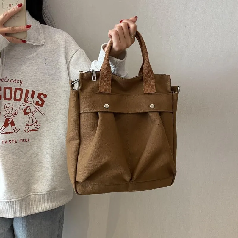 Vintage Canvas Messenger Bag for Women Travel Satchel Shoulder Bag Emo Acubi Laptop Bag Cyber Punk Purse (Black)