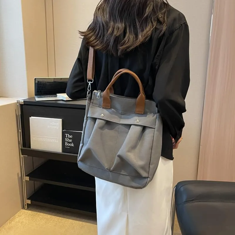 Vintage Canvas Messenger Bag for Women Travel Satchel Shoulder Bag Emo Acubi Laptop Bag Cyber Punk Purse (Black)