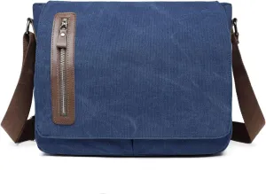 Vintage Canvas Messenger Bag Unisex Shoulder Bag Canvas Satchel Cross Body College Work Satchel Briefcase for 14 Inch Laptop