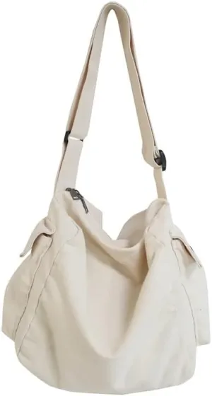 Vintage Canvas Messenger Bag Women Y2K Grunge Tote Bag Aesthetic Purse Hippie Crossbody Handbag Goth Emo Preppy Stuff