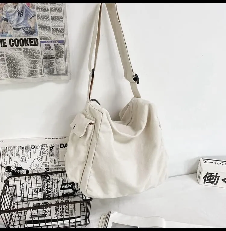 Vintage Canvas Messenger Bag Women Y2K Grunge Tote Bag Aesthetic Purse Hippie Crossbody Handbag Goth Emo Preppy Stuff