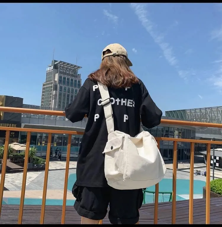 Vintage Canvas Messenger Bag Women Y2K Grunge Tote Bag Aesthetic Purse Hippie Crossbody Handbag Goth Emo Preppy Stuff