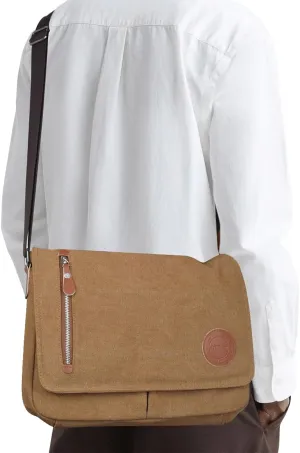 Vintage Canvas Satchel Messenger Bag for Men Women Crossbody Bag Travel Shoulder Bag 13.3" Laptop Bag Bookbag Work
