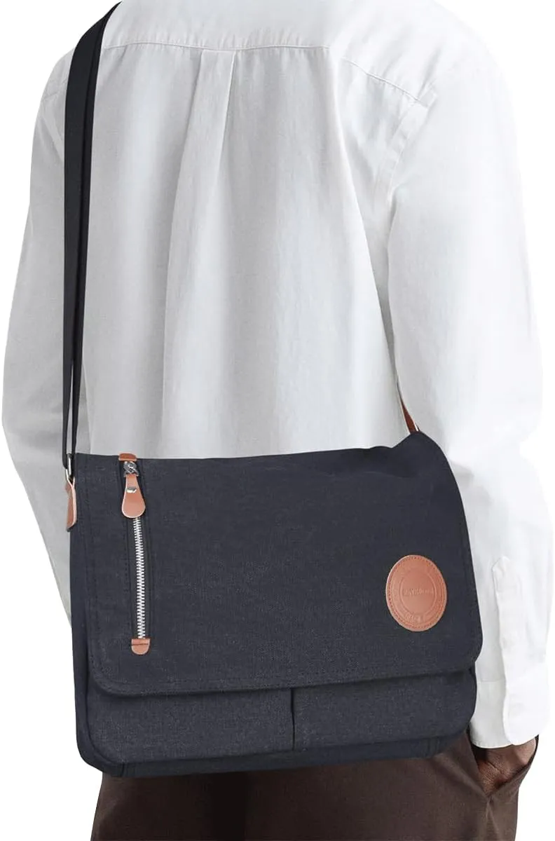 Vintage Canvas Satchel Messenger Bag for Men Women Crossbody Bag Travel Shoulder Bag 13.3" Laptop Bag Bookbag Work