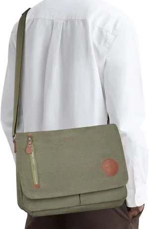Vintage Canvas Satchel Messenger Bag for Men Women Crossbody Bag Travel Shoulder Bag 13.3" Laptop Bag Bookbag Work