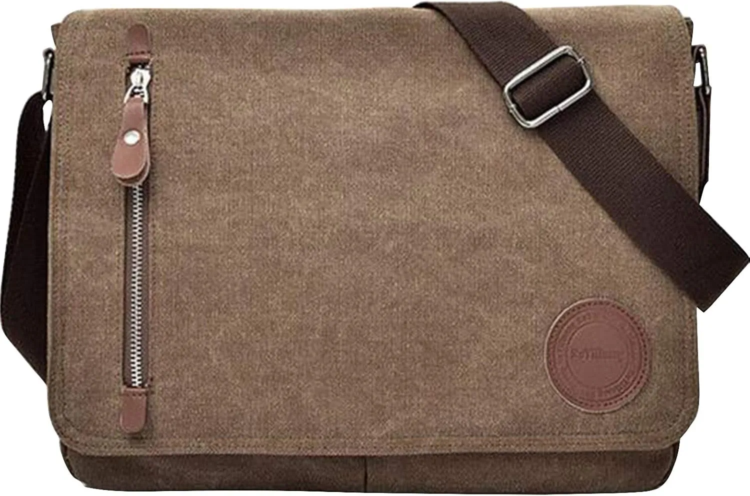 Vintage Canvas Satchel Messenger Bag for Men Women, Travel Shoulder bag Satchel Crossbody Bag for 11.6-13.3 inch Laptop Chromebook computer (Coffee)