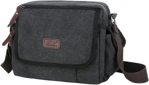 Vintage Messenger Canvas Bag Multi-Function Crossbody Shoulder Bag with Multiple Pockets, Adjustable Padded Shoulder Strap