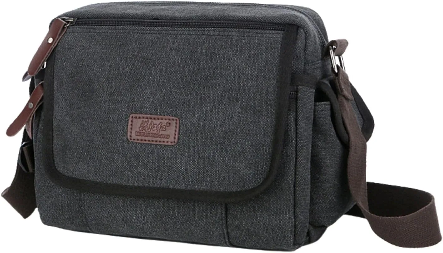 Vintage Messenger Canvas Bag Multi-Function Crossbody Shoulder Bag with Multiple Pockets, Adjustable Padded Shoulder Strap