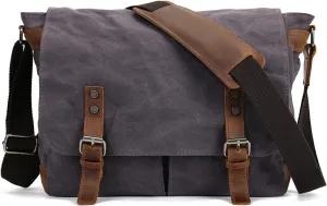 Vintage-Style Canvas Messenger Bag, Crossbody Shoulder Bag, Adjustable Strap, for Work, Travel, and Daily Use Briefcase