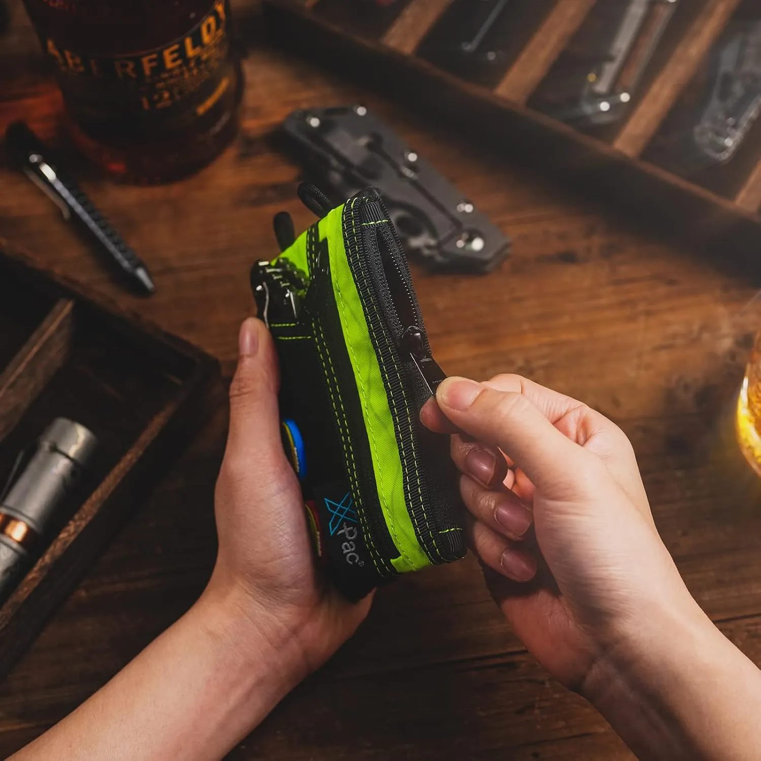 VIPERADE VE18 EDC Pouch, Pocket Organizer Pouch for Men, EDC Pocket Organizer Pouch, 3 Slots with 2 Zipper Pockets, Velcro Pouch Multitool Pouch