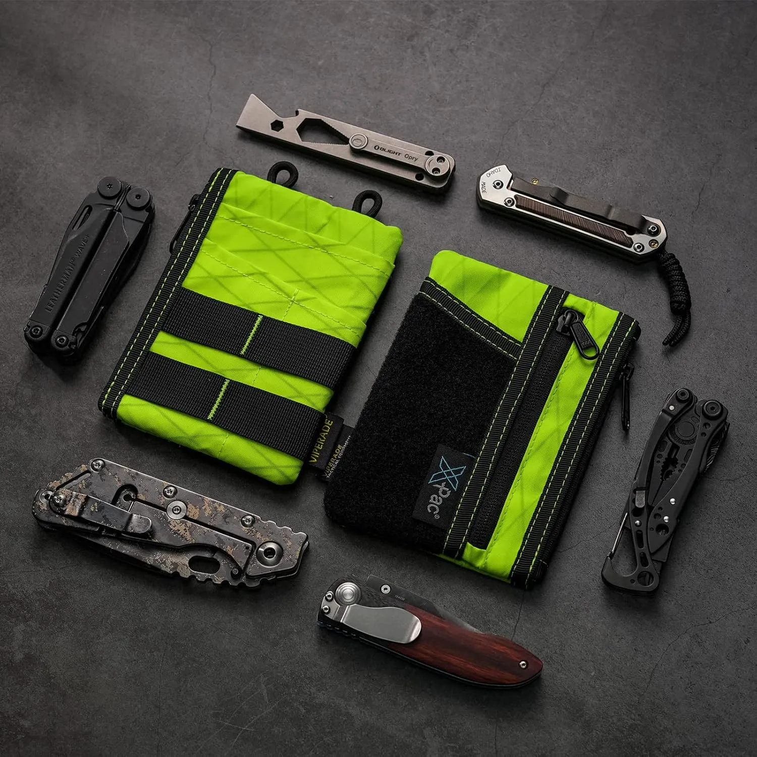 VIPERADE VE18 EDC Pouch, Pocket Organizer Pouch for Men, EDC Pocket Organizer Pouch, 3 Slots with 2 Zipper Pockets, Velcro Pouch Multitool Pouch