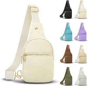 VOROLO Large Sling Bag,Crossbody Bags For Women and Men Cross body Bag Beige