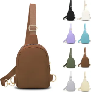 VOROLO Small Sling Bag For Men and Women，Crossbody Bags For Women with Ajustable Strap Trendy Cross body Bag Brown