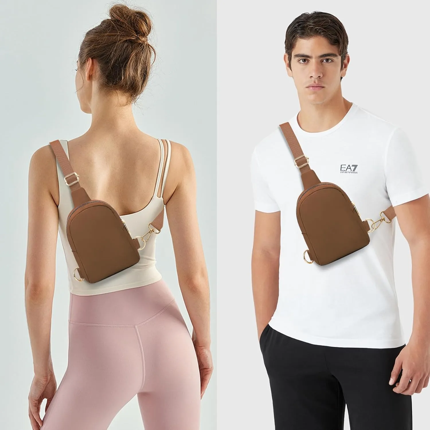 VOROLO Small Sling Bag For Men and Women，Crossbody Bags For Women with Ajustable Strap Trendy Cross body Bag Brown