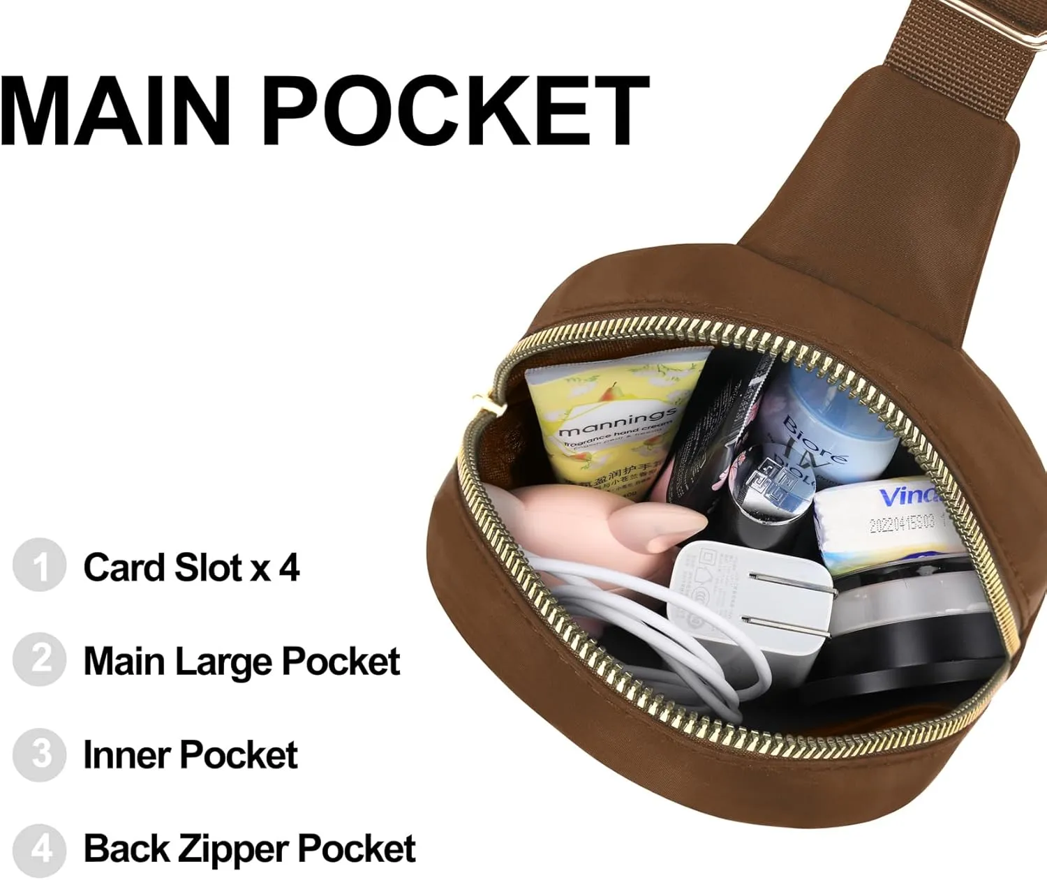 VOROLO Small Sling Bag For Men and Women，Crossbody Bags For Women with Ajustable Strap Trendy Cross body Bag Brown