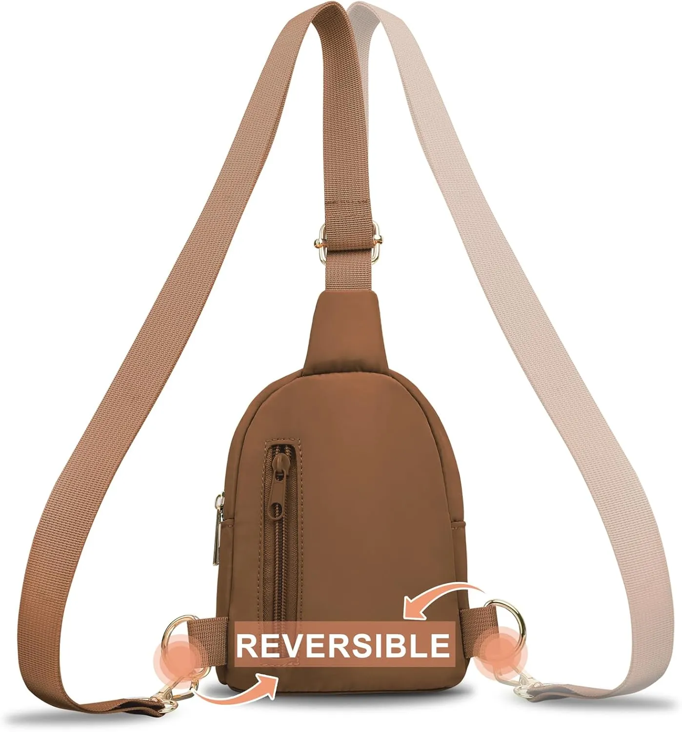 VOROLO Small Sling Bag For Men and Women，Crossbody Bags For Women with Ajustable Strap Trendy Cross body Bag Brown