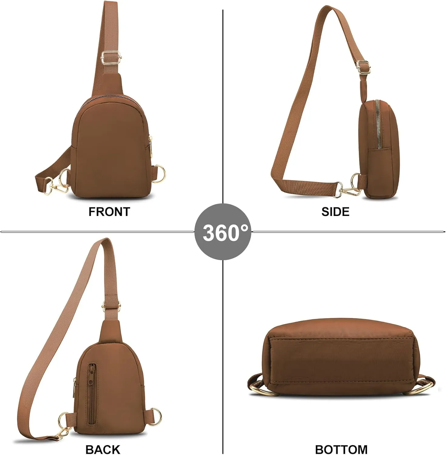 VOROLO Small Sling Bag For Men and Women，Crossbody Bags For Women with Ajustable Strap Trendy Cross body Bag Brown
