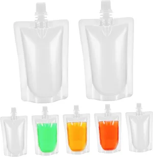 VOSAREA 50Pcs Transparent Drinking Flasks Portable Plastic Beverage Pouches Leak Food Grade Drink Bags for Juice Soybean Milk Travel Outdoor Use