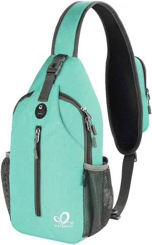 WATERFLY Crossbody Sling Backpack Sling Bag Travel Hiking Chest Bag Daypack