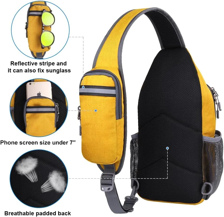 WATERFLY Crossbody Sling Backpack Sling Bag Travel Hiking Chest Bag Daypack