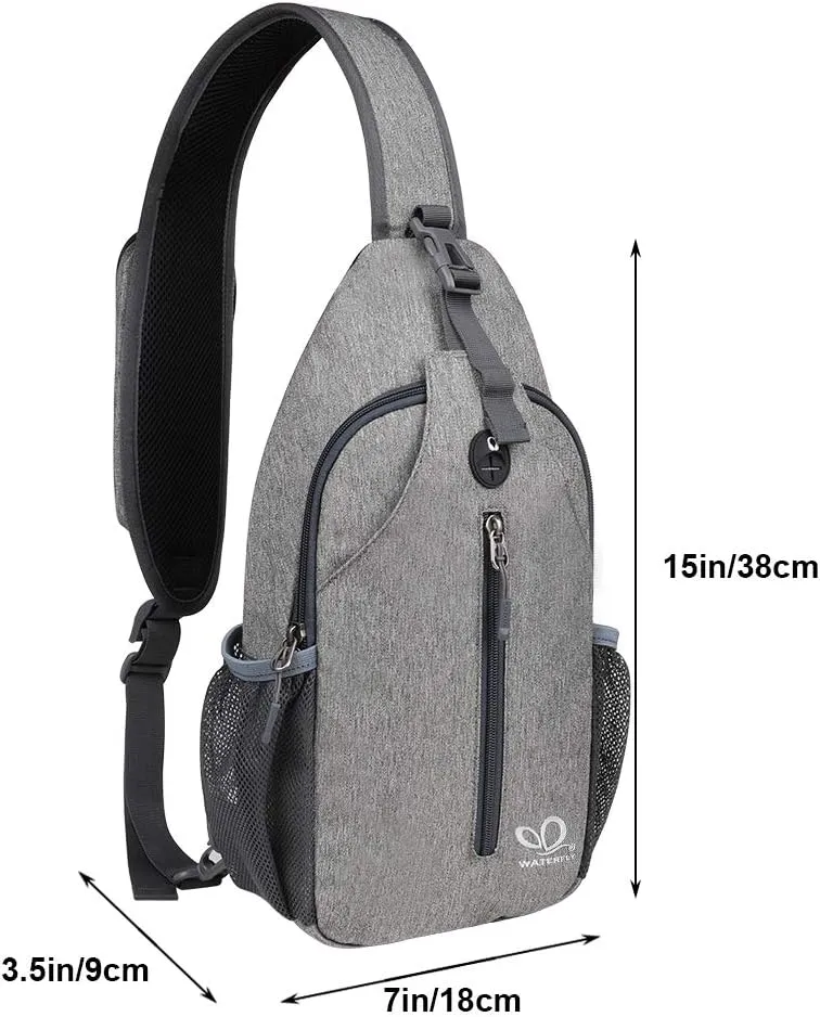 WATERFLY Crossbody Sling Backpack Sling Bag Travel Hiking Chest Bag Daypack