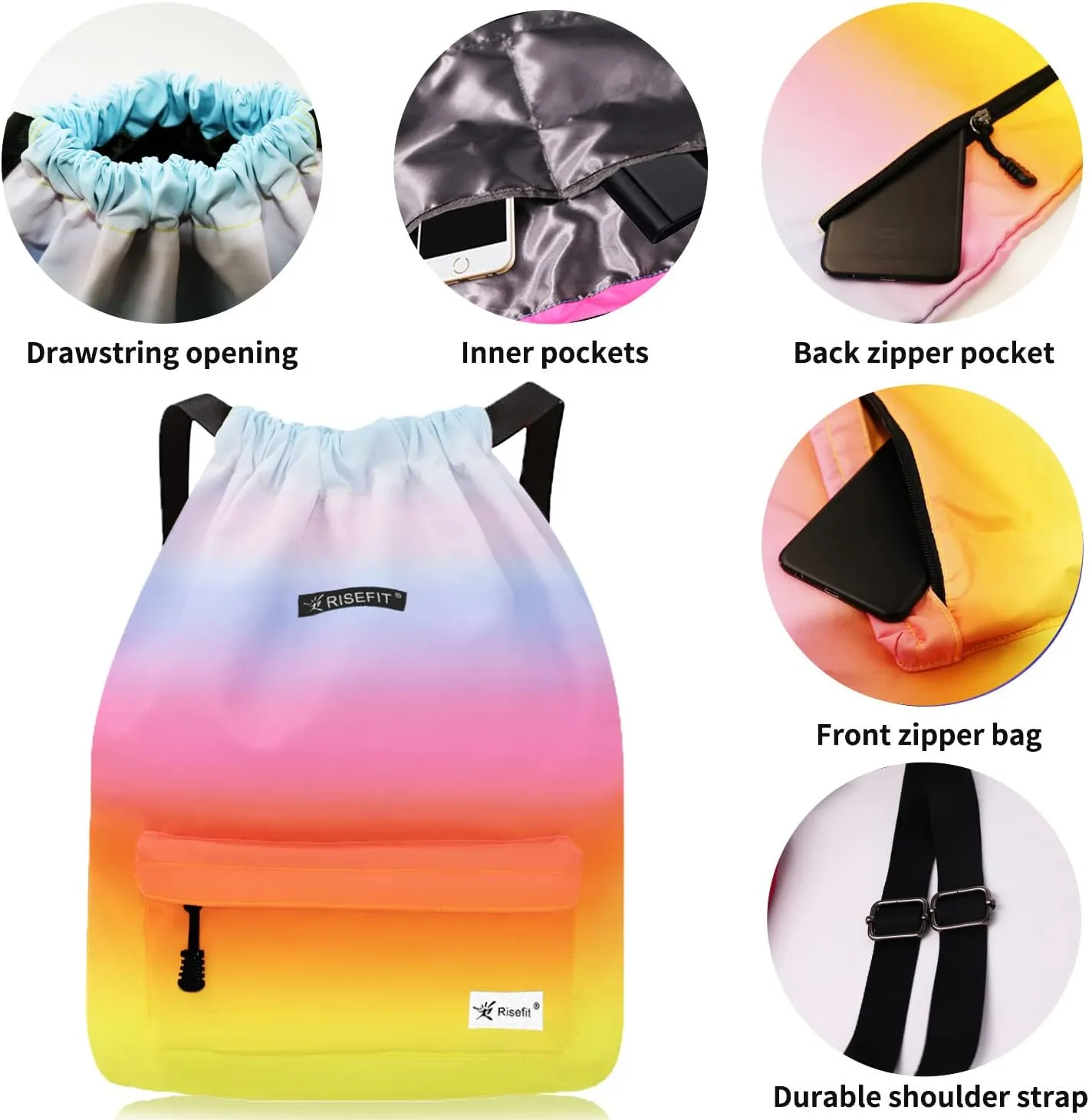 Waterproof Drawstring Bag, Gym Bag Sackpack Sports Beach Backpack for Men Women