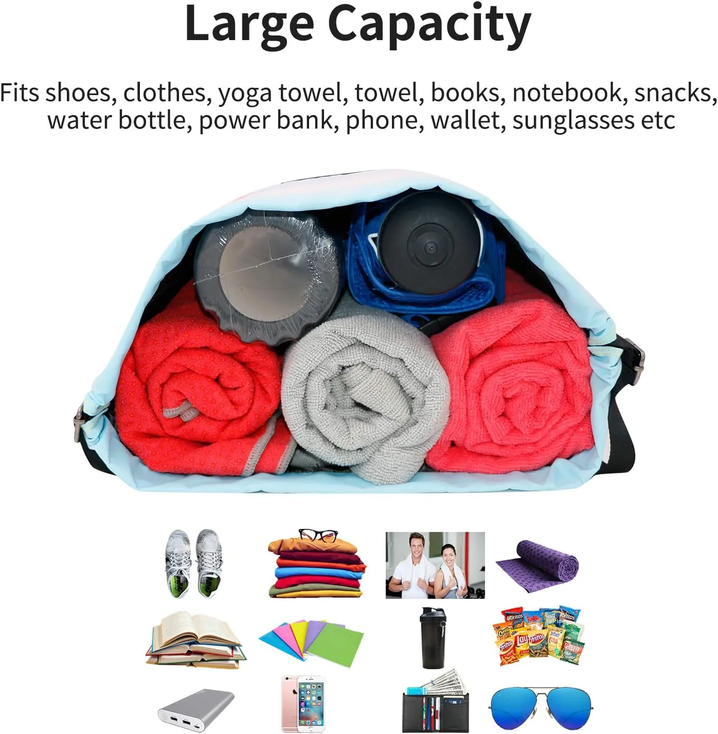 Waterproof Drawstring Bag, Gym Bag Sackpack Sports Beach Backpack for Men Women