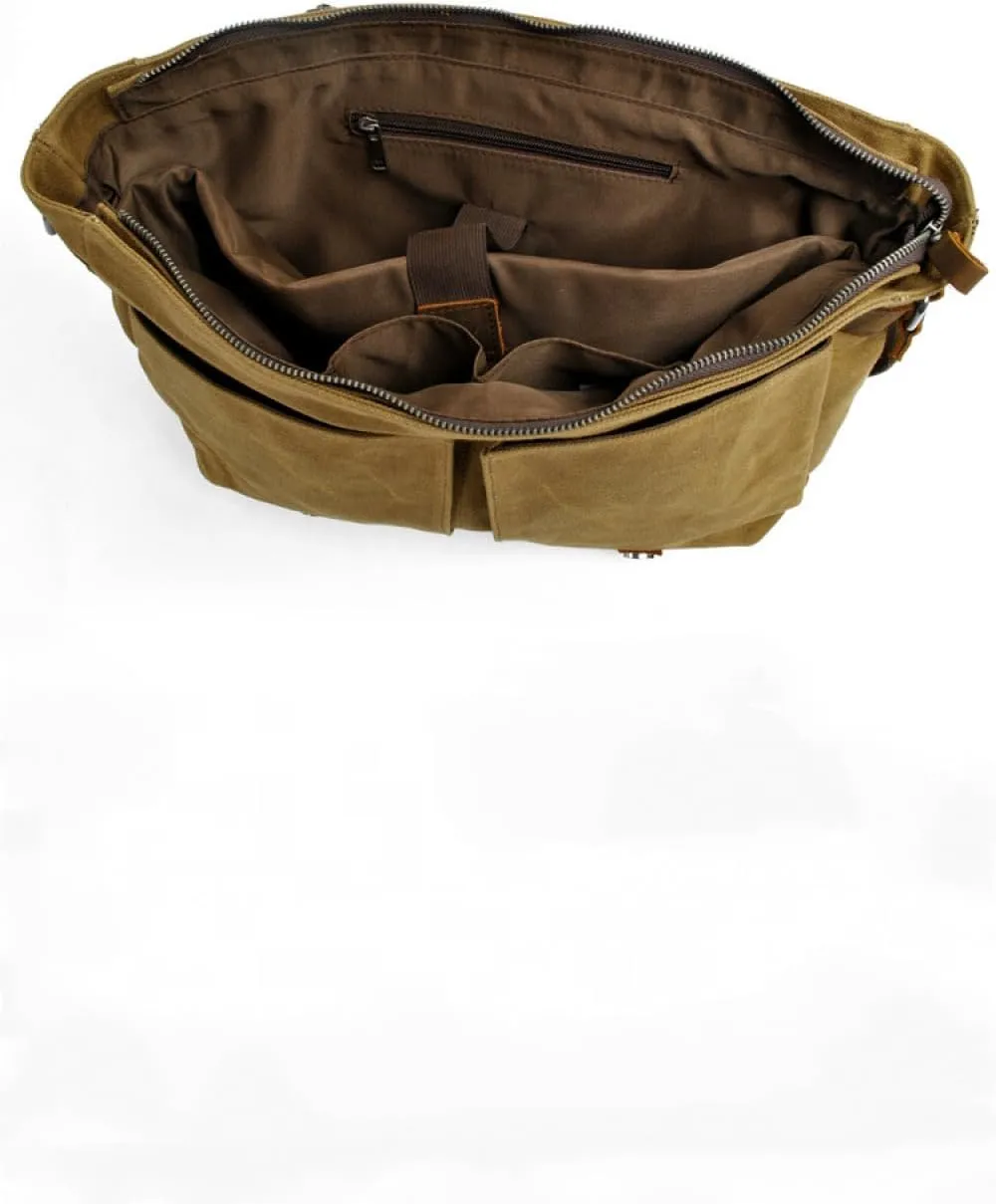 Waterproof Vintage-Style Canvas Messenger Bag - Durable & Stylish for Everyday Use Black