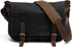 Waterproof Vintage-Style Canvas Messenger Bag - Durable & Stylish for Everyday Use Black