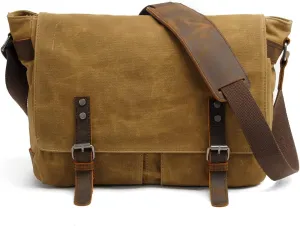 Waterproof Vintage-Style Canvas Messenger Bag - Durable & Stylish for Everyday Use Khaki