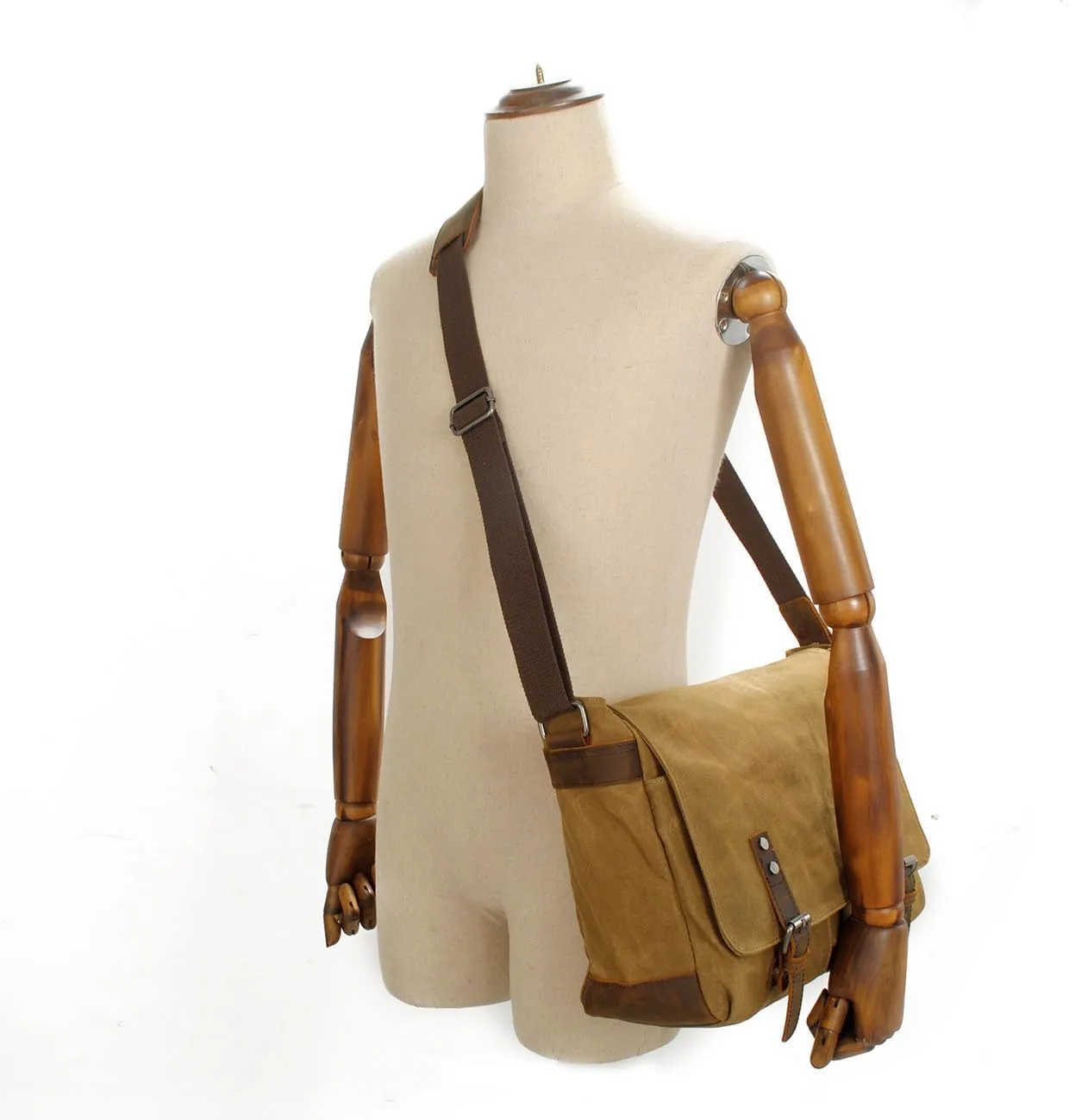 Waterproof Vintage-Style Canvas Messenger Bag - Durable & Stylish for Everyday Use Khaki