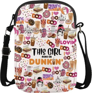 WCGXKO Donut Coffee Gift Dunkin Messenger Bag Dunkie Junkie Gift Coffee Donut Lover Crossbody Purses Bag Christian Gift