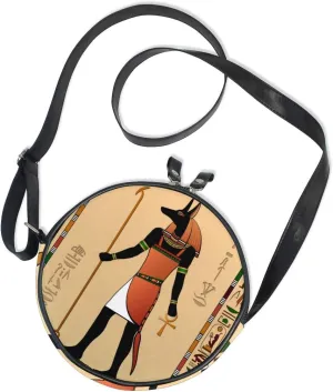 WellLee Ancient Ethnic Tribal Culture Egypt Totem Art Round Crossbody Bag Purse Messenger Bag