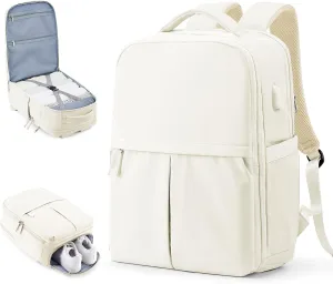 wepadre Beige Mochila De Viaje Travel Backpack Carry On Flight Approved Large Travel Backpack For Men Women Carry On Backpack For Airplanes Personal Item Travel Bag 18x14x8 Inches Travel Bag