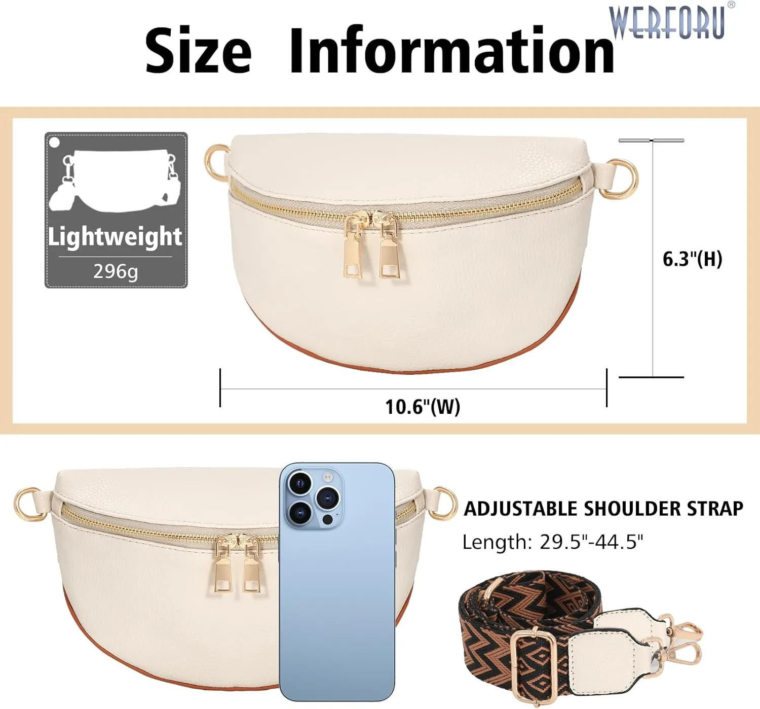 WERFORU Small Crossbody Sling Bag for Women Fanny Packs Faux Leather Chest Bag for Travel…