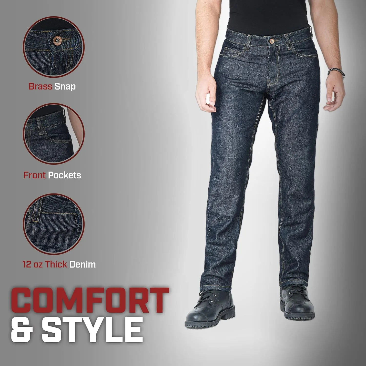 WICKED STOCK Men Motorcycle Pants-Motorcycle Riding Jeans- Motorcycle Armor Dual Sport Enduro Dirtbike Denim Pants CE LEVEL2