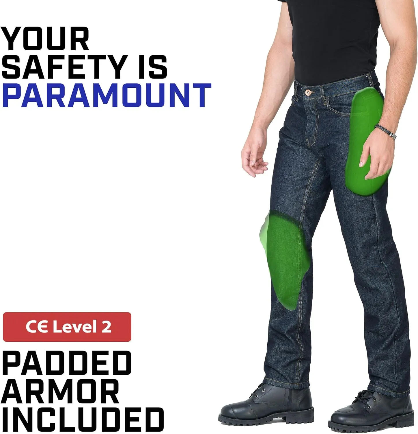 WICKED STOCK Men Motorcycle Pants-Motorcycle Riding Jeans- Motorcycle Armor Dual Sport Enduro Dirtbike Denim Pants CE LEVEL2