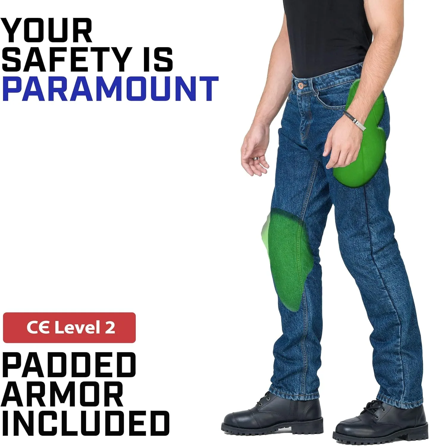 WICKED STOCK Men Motorcycle Pants-Motorcycle Riding Jeans- Motorcycle Armor Dual Sport Enduro Dirtbike Denim Pants CE LEVEL2