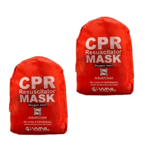 WNL Products CPR Rescue Mask, Adult/Child Pocket Resuscitator, Soft Case Kit with Belt Clip 2 Pack