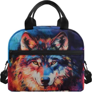 Wolf Work Lunch Bag for Men Work Reusable Lunchbag with Waterproof Lining Lightweight Insulated Lunchbox Tote with Zipper Crossbody Style Lunch Box Pouch